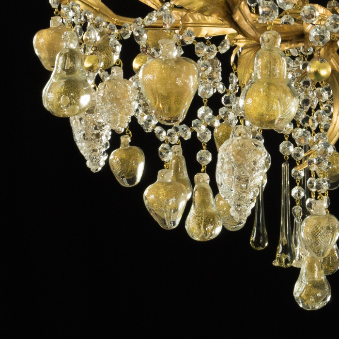 Golden Elegance Collection - Glass Fruit Chandeliers with Gold Leaf Accents