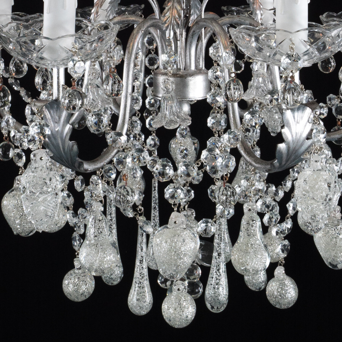 glass fruit chandelier with silver leaf murano glass